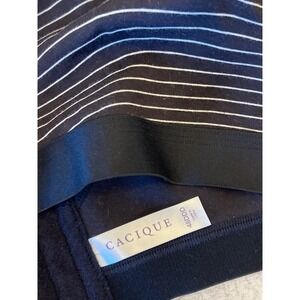 Cacique Cotton No Wire Bra 48DDD Black White‎ Striped Unlined Wireless Lounge